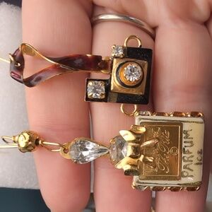 LATR Gold Perfume and Camera Mis Matched Earrings
